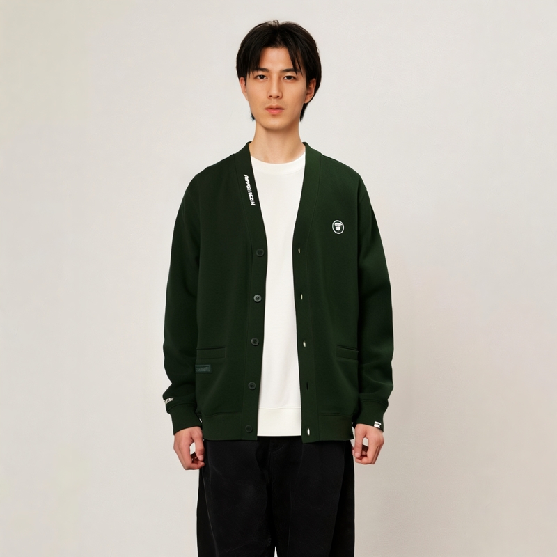 AAPE Monkey Logo Embroidered V-Neck Cardigan Sweatshirt AAPSWMB329XXN 圖 7