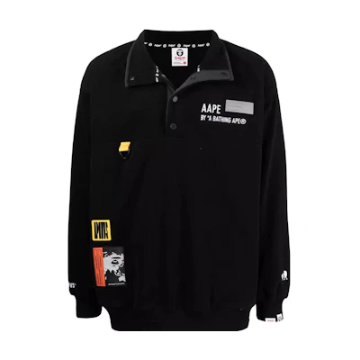 AAPE Multi-Patch Loose Fit Crewneck Fleece Sweatshirt Black () 17714510