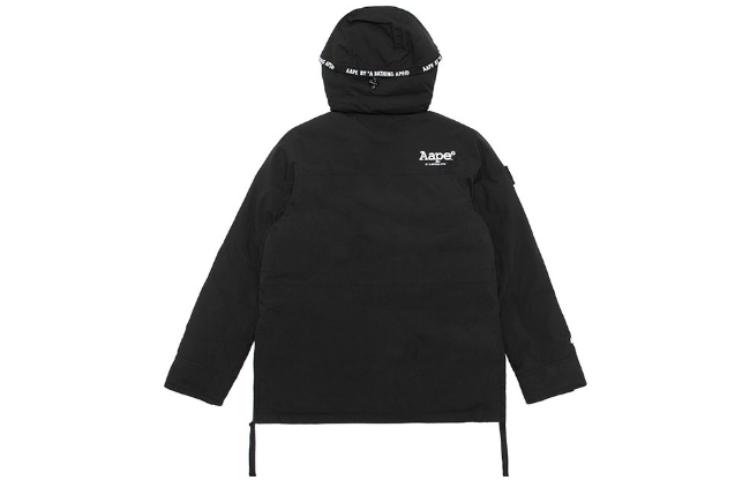 Lookbook 아페 로고 프린트 퍼 후드 멀티 포켓 다운 재킷 AAPDNM7233XXB