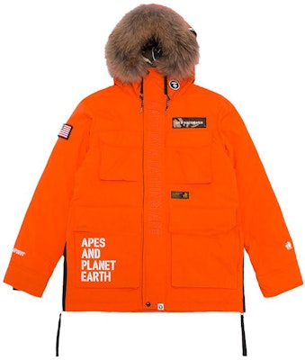 아페 로고 프린트 퍼 후드 멀티 포켓 다운 재킷 AAPDNM7233XXB Shop 아페 로고 프린트 퍼 후드 멀티 포켓 다운 재킷 AAPDNM7233XXB