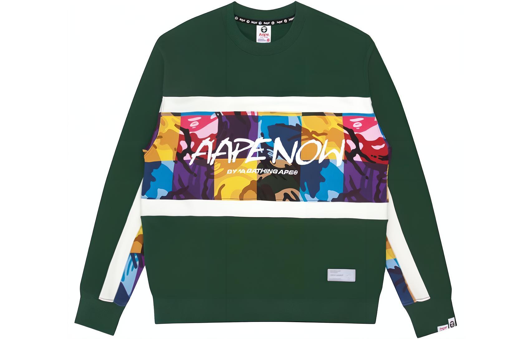 AAPE Multicolor Camo Letter Print Crewneck Sweatshirt Loose Fit AAPSWM3824XAH-1