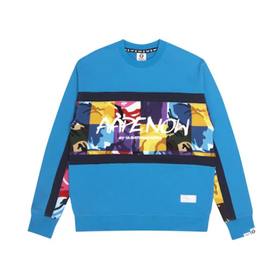 AAPE Multicolor Camo Logo Crewneck Sweatshirt for Men AAPSWM3824XAH