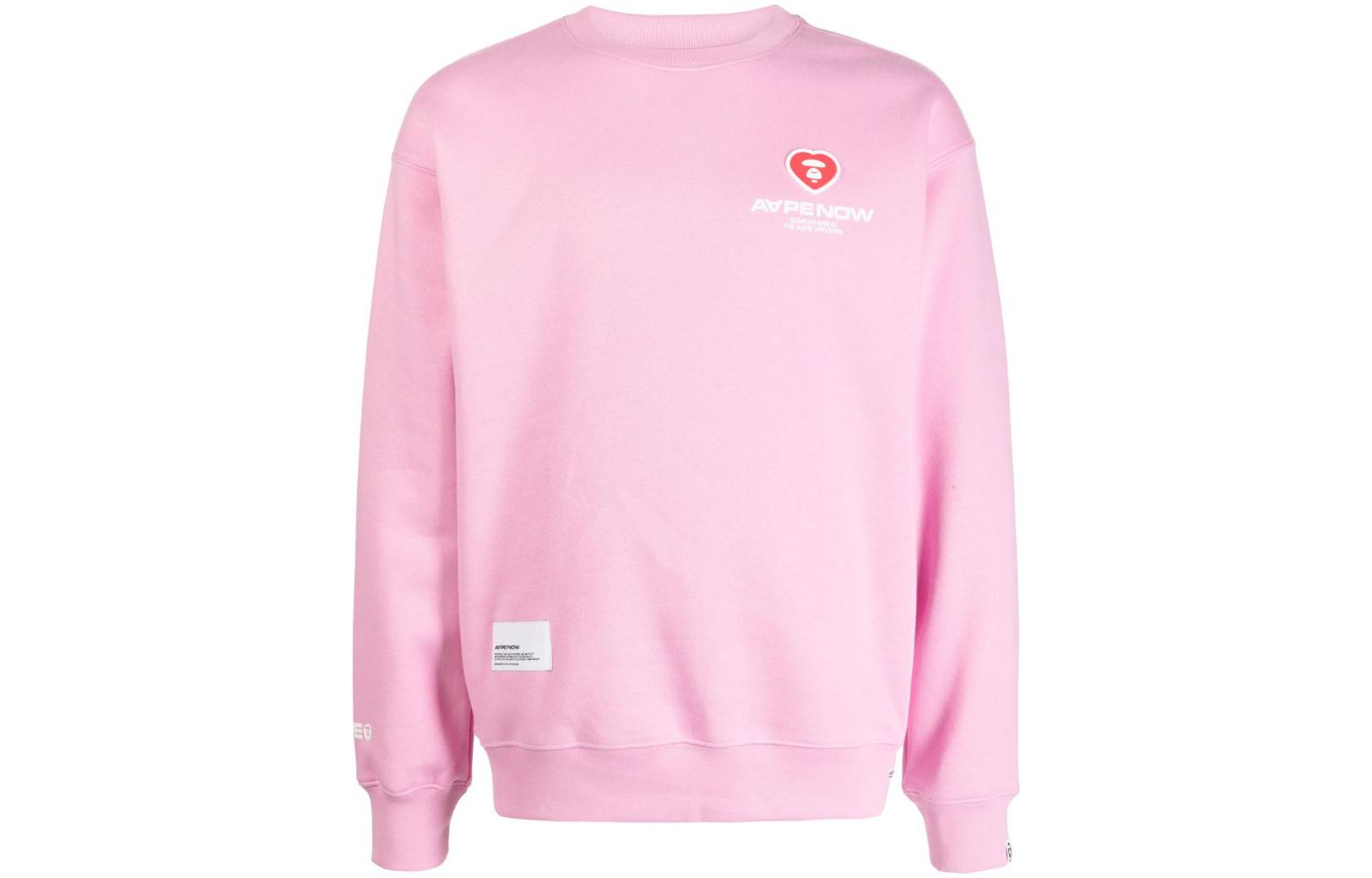 AAPE Pink Crewneck Sweatshirt with Logo Print for Men ASWA308XXL