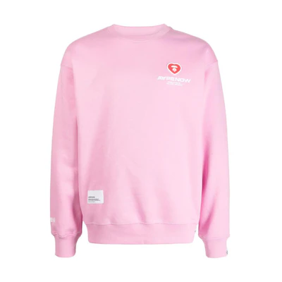 AAPE Pink Crewneck Sweatshirt with Logo Print for Men ASWA308XXL