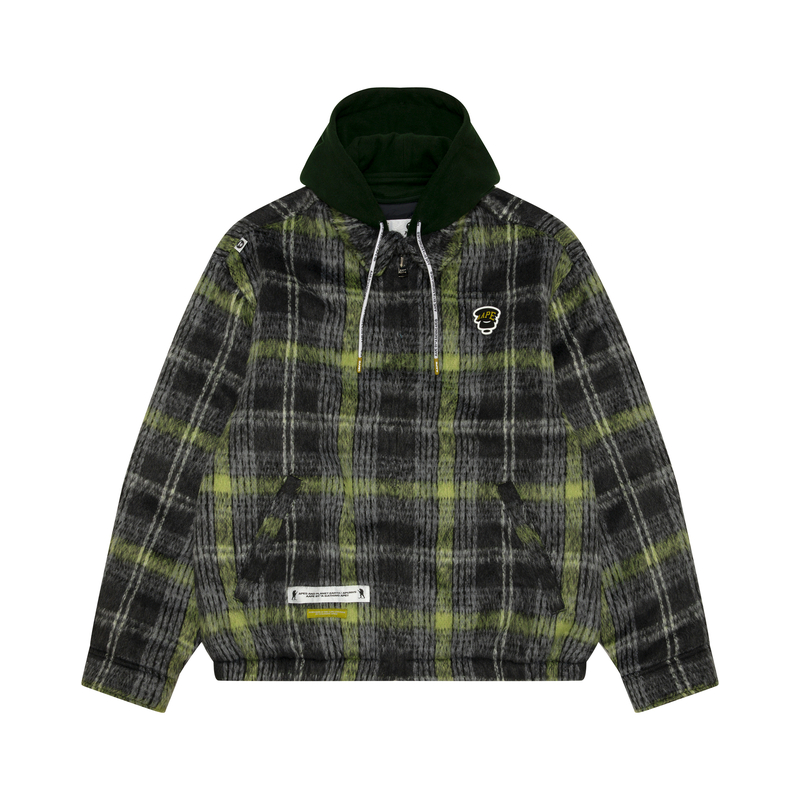 Shop AAPE 체크 탈부착 후드 루즈핏 긴팔 재킷 AAPJKM7681XXN