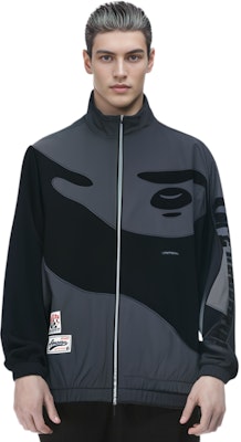 아페 레트로 컬러블록 엠브로이더드 원숭이 로고 스탠드 칼라 집업 재킷 남성용 AAPLJM7642XXM Shop 아페 레트로 컬러블록 엠브로이더드 원숭이 로고 스탠드 칼라 집업 재킷 남성용 AAPLJM7642XXM