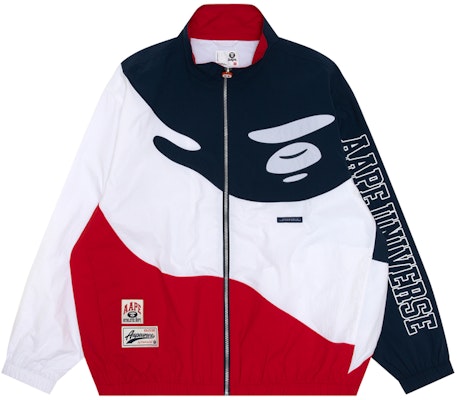 아페 레트로 컬러블록 엠브로이더드 원숭이 로고 스탠드 칼라 집업 재킷 남성용 AAPLJM7642XXM Purchase 아페 레트로 컬러블록 엠브로이더드 원숭이 로고 스탠드 칼라 집업 재킷 남성용 AAPLJM7642XXM