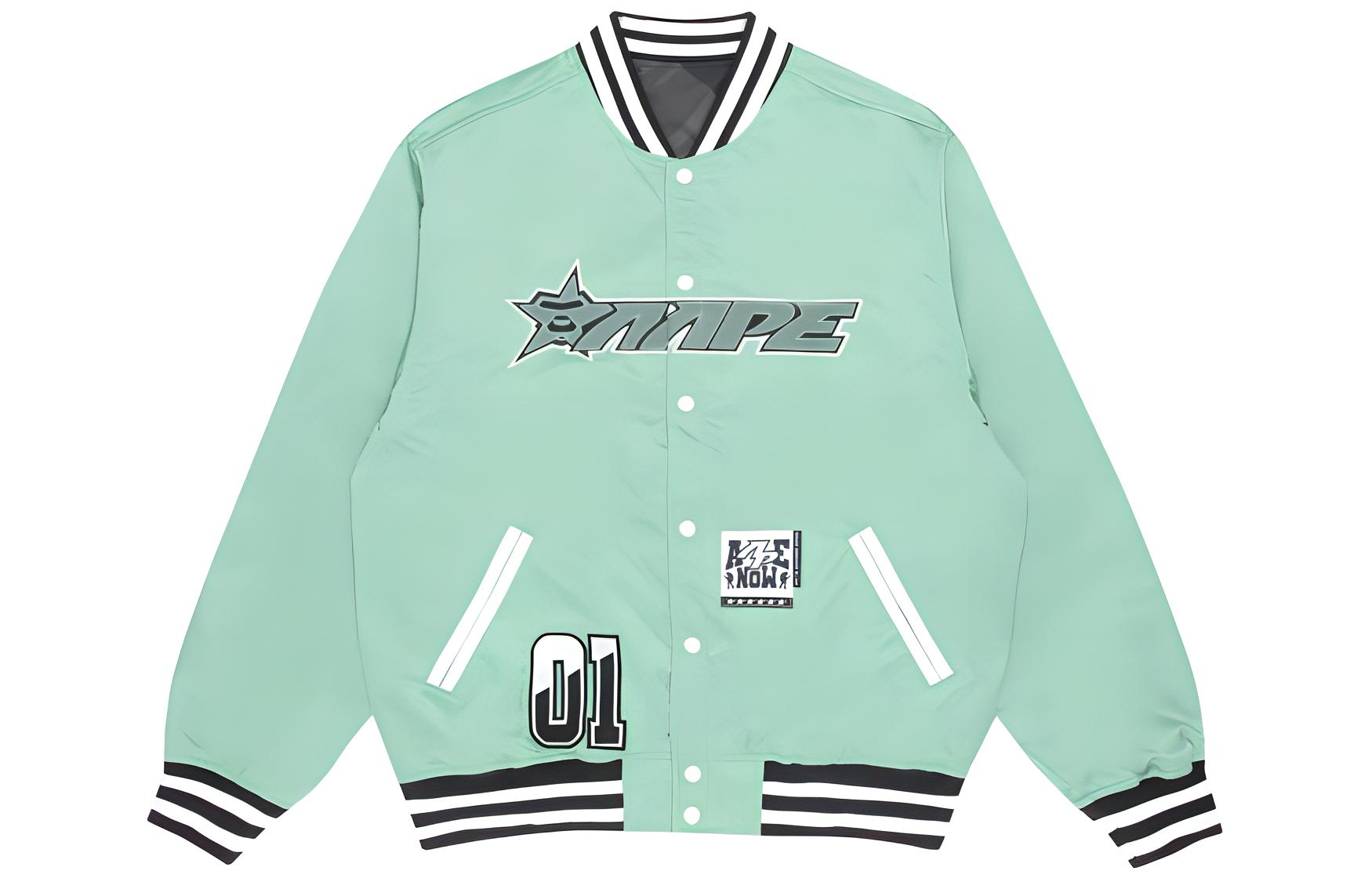 Aape Reversible Camo Ape Badge Baseball Jacket Bright Green  Outerwear AAPLJM7502XXI-GRL