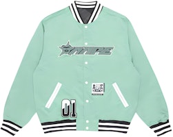 Aape Reversible Camo Ape Badge Baseball Jacket Bright Green Outerwear AAPLJM7502XXI-GRL Aape Reversible Camo Ape Badge Baseball Jacket Bright Green Outerwear AAPLJM7502XXI-GRL