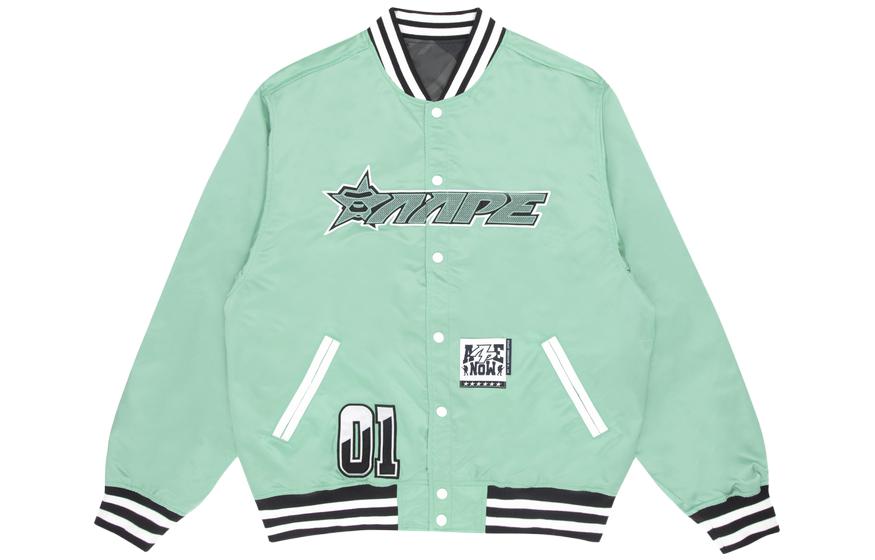Order 아페 리버서블 카모 에이프 배지 야구 점퍼 브라이트 그린 아우터웨어 AAPLJM7502XXI-GRL