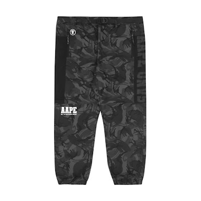 Aape SS22 Black Camo Joggers with Ape Logo and Letter Embroidery. AAPPTM6830XAI