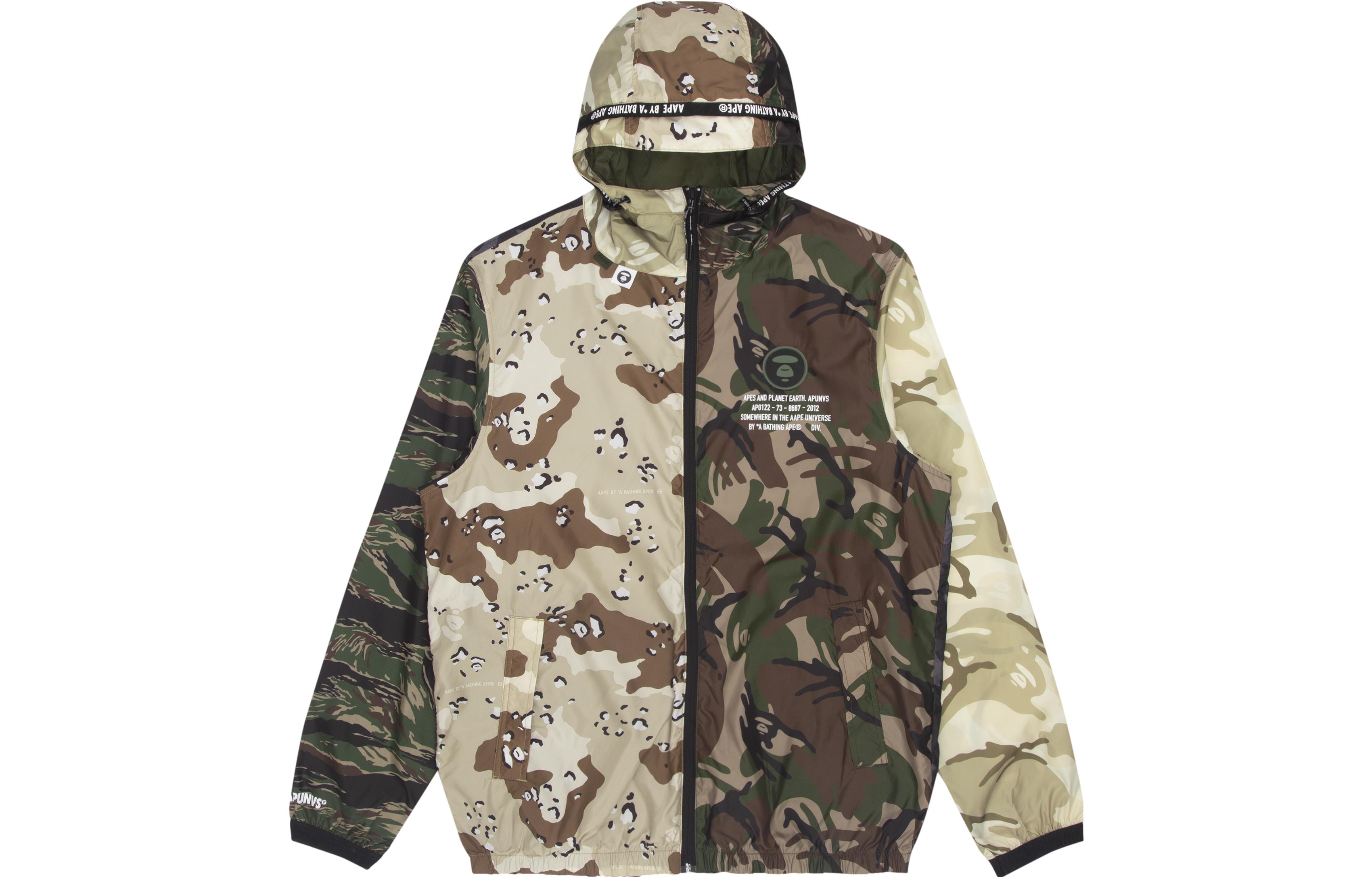 Aape SS22  Camo Patchwork Letter Print Casual Hooded Jacket AAPLJM7497XAI