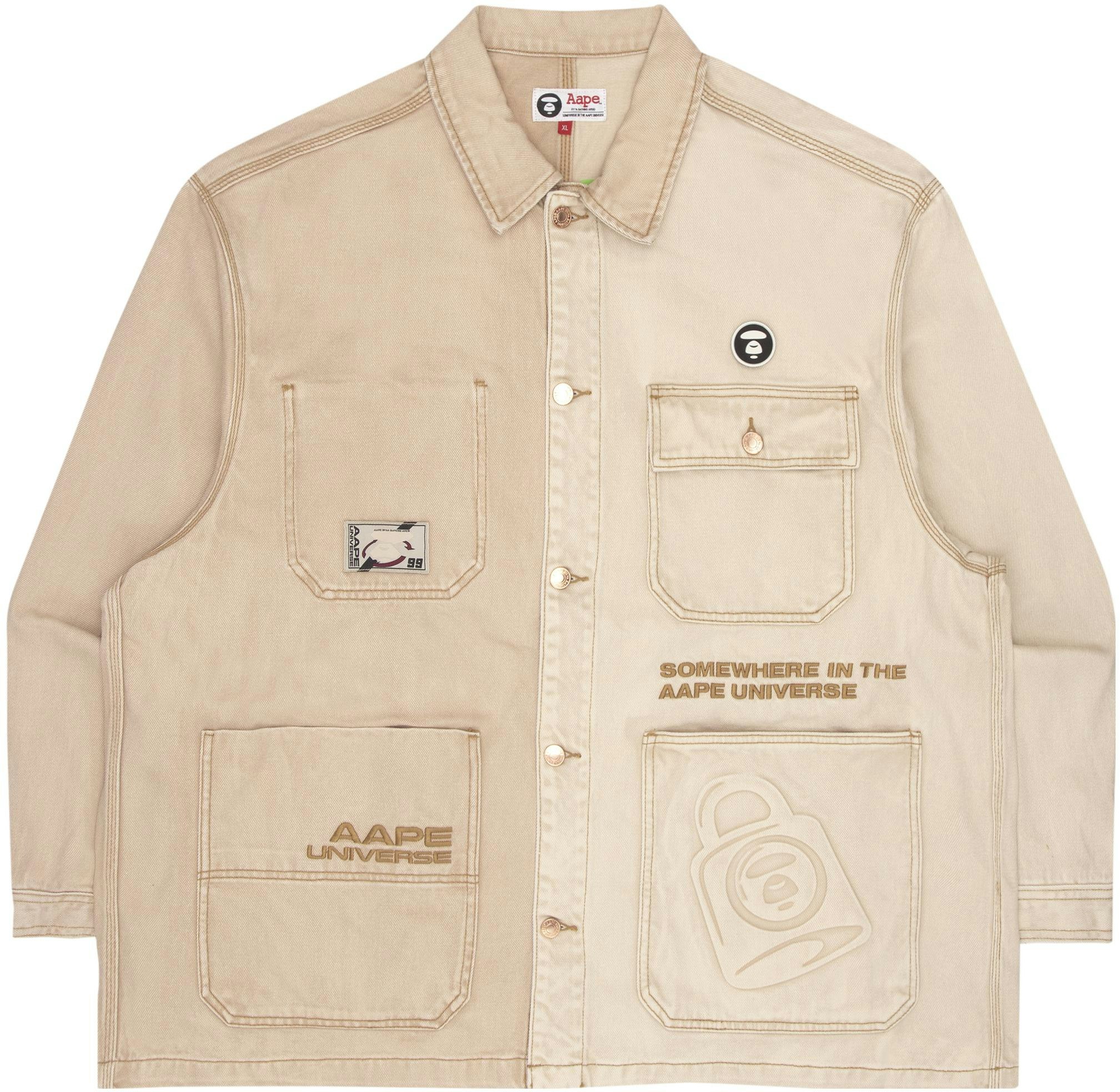 aape-ss-22-embroidered-logo-patchwork-denim-jacket-khaki-color-aapljm-7506-xbi