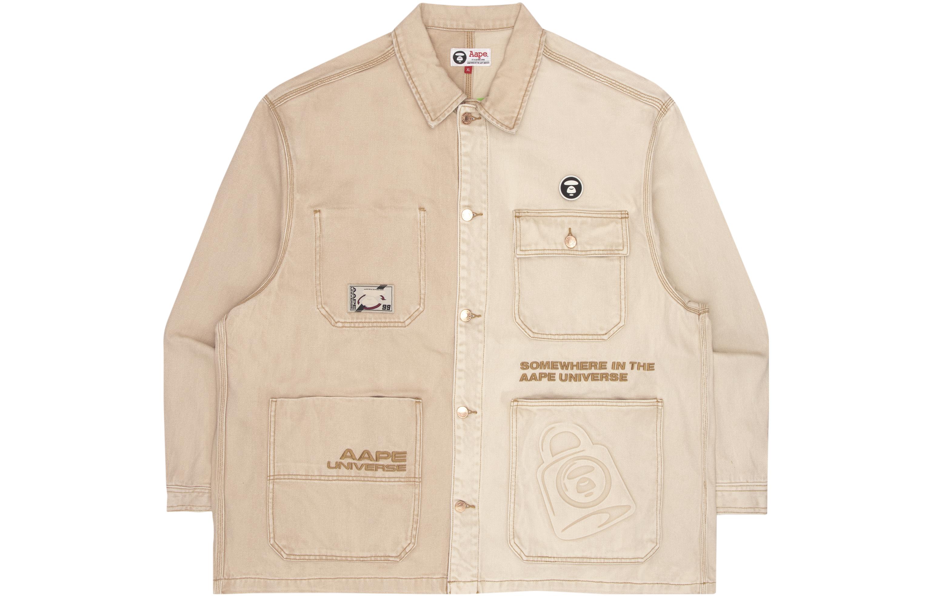 Order Aape SS22 刺绣标志拼接牛仔夹克 卡其色. AAPLJM7506XBI