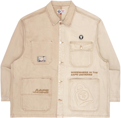 Aape SS22 刺绣标志拼接牛仔夹克 卡其色. AAPLJM7506XBI Order Aape SS22 刺绣标志拼接牛仔夹克 卡其色. AAPLJM7506XBI