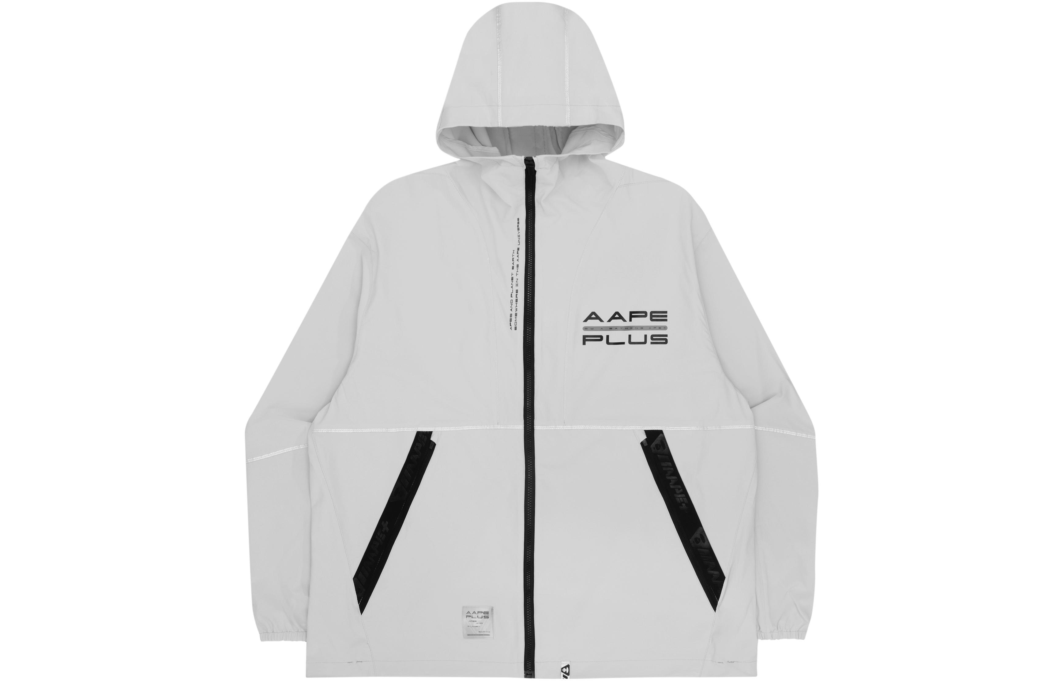 Shop Aape SS22 레터 프린트 패치워크 집업 후디 재킷. AAPLJM7512XXI
