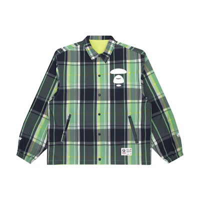 Aape SS22 Reversible Plaid Jacket with Ape Face Badge and Letter Print. AAPLJM7504XXI