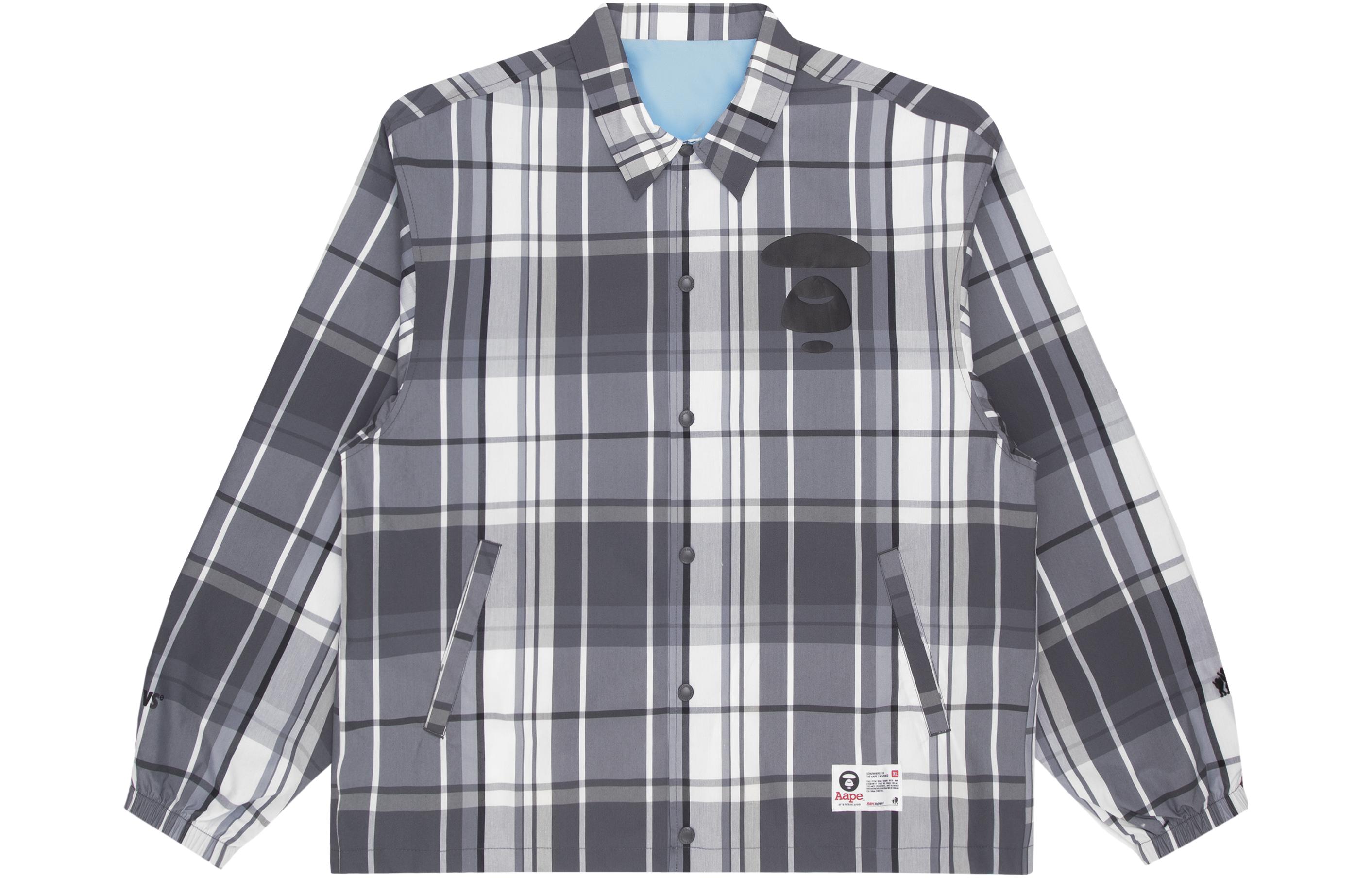 Order AAPE SS22 리버시블 체크 자켓 - 원숭이 얼굴 배지 및 레터 프린트. AAPLJM7504XXI