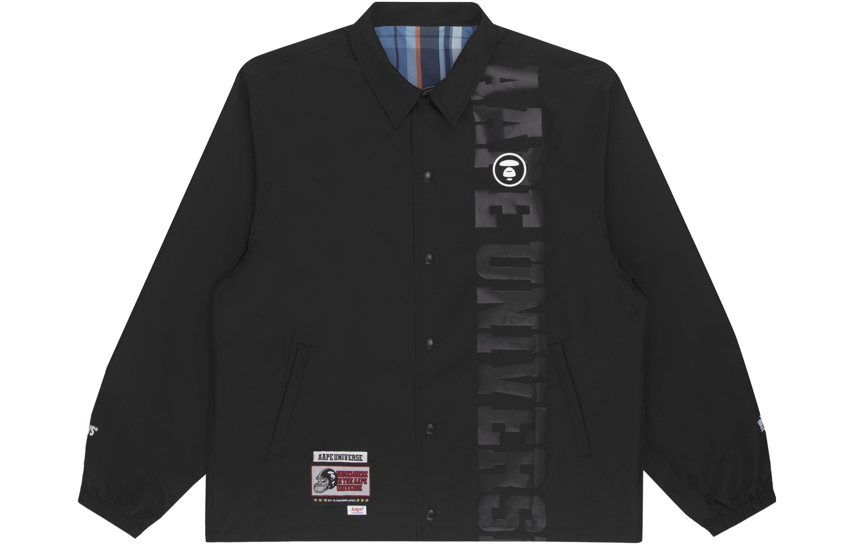 Cheap AAPE SS22 리버시블 체크 자켓 - 원숭이 얼굴 배지 및 레터 프린트. AAPLJM7504XXI