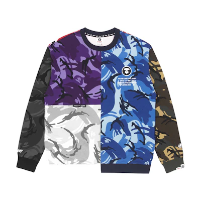 AAPE SS22 Camo Logo Crewneck Sweatshirt Blue AAPSWM3874XBI