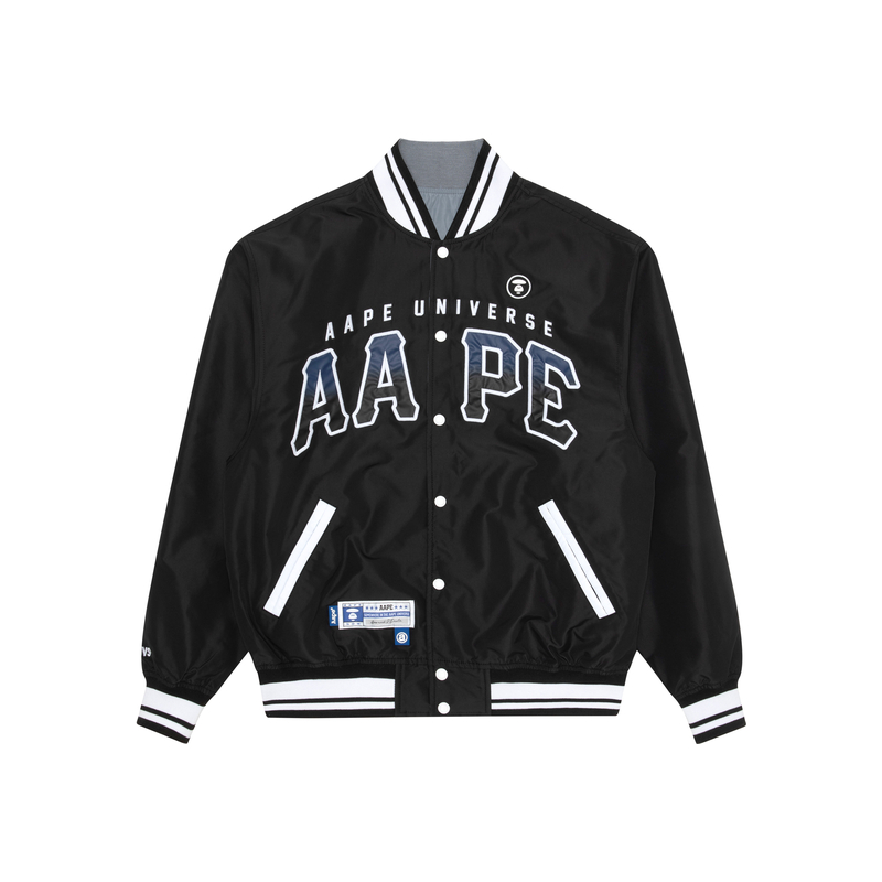 Details for Aape SS23 올오버 레터 프린트 리버서블 야구 재킷 AAPLJM7581XXK