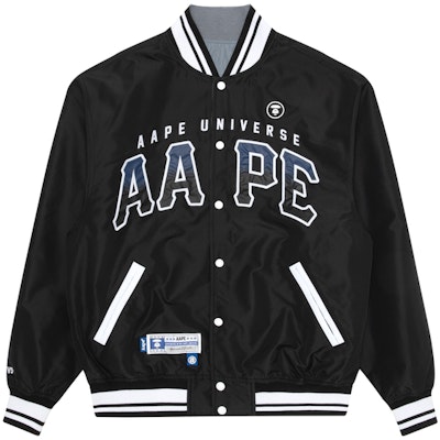 Aape SS23 올오버 레터 프린트 리버서블 야구 재킷 AAPLJM7581XXK Details for Aape SS23 올오버 레터 프린트 리버서블 야구 재킷 AAPLJM7581XXK