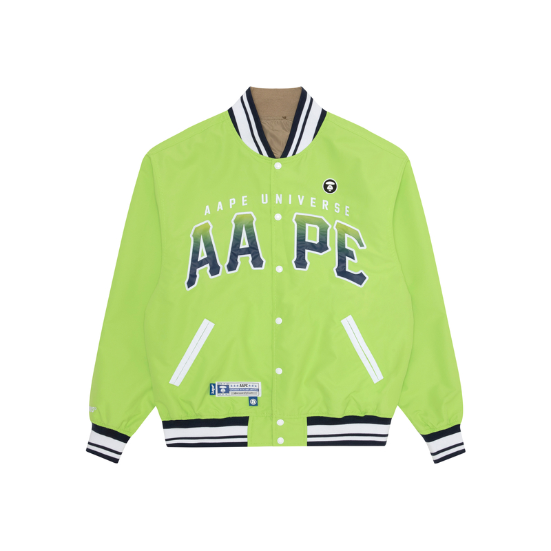 Cheap Aape SS23 올오버 레터 프린트 리버서블 야구 재킷 AAPLJM7581XXK