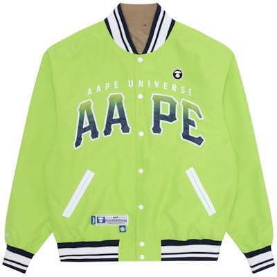 Aape SS23 올오버 레터 프린트 리버서블 야구 재킷 AAPLJM7581XXK Cheap Aape SS23 올오버 레터 프린트 리버서블 야구 재킷 AAPLJM7581XXK