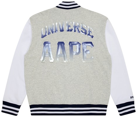 아페 SS23 로고 레터 프린트 루즈핏 야구 재킷 남성 그레이 화이트. AAPSWM3988XAK Lookbook 아페 SS23 로고 레터 프린트 루즈핏 야구 재킷 남성 그레이 화이트. AAPSWM3988XAK