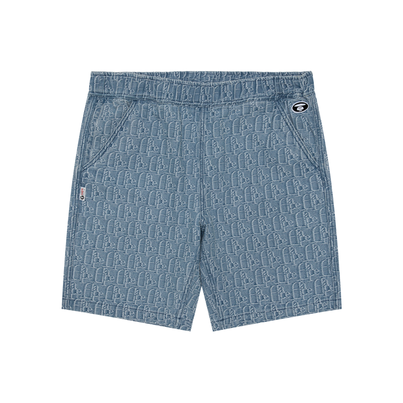 AAPE SS24  Blue Embroidered Ape Relaxed Fit Denim Shorts. AAPSPMB616XXM
