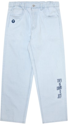 아페 SS24 블루 스트레이트진 - 원숭이 로고와 레터 자수. AAPJNMA681XAM Order 아페 SS24 블루 스트레이트진 - 원숭이 로고와 레터 자수. AAPJNMA681XAM