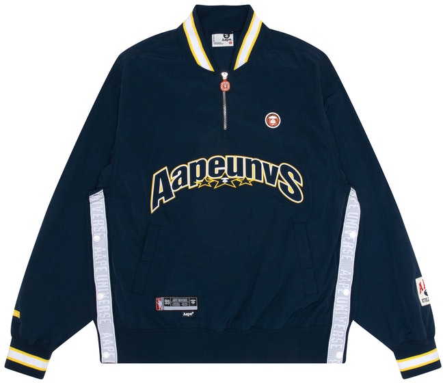 aape-ss-24-navy-blue-ape-logo-half-zip-loose-jacket-aapljm-7650-xxm