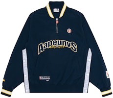 Aape SS24 Navy Blue Ape Logo Half-Zip Loose Jacket AAPLJM7650XXM Aape SS24 Navy Blue Ape Logo Half-Zip Loose Jacket AAPLJM7650XXM