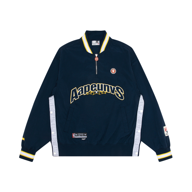 Order 에이프 SS24 네이비 블루 로고 하프 집업 루즈 자켓 AAPLJM7650XXM