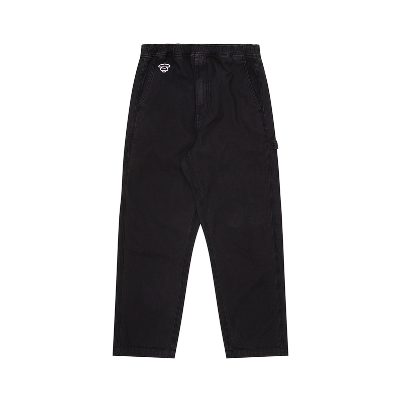 Shop Aape SS24 릴랙스드 핏 스트레이트 미드웨이스트 자수 캐주얼 팬츠 AAPPTMB617XXM