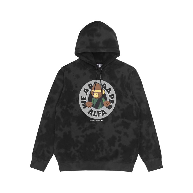 AAPE Tie-Dye Fleece Hoodie with Cartoon Letter Print AAPSWM3794XXH
