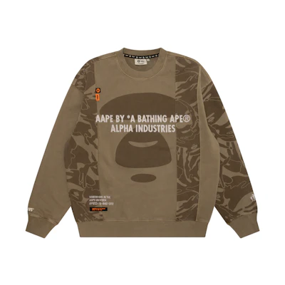 AAPE Alpha FW22 Colorblock Crewneck Sweater Casual Printed Pullover AAPSWM9621XXJ