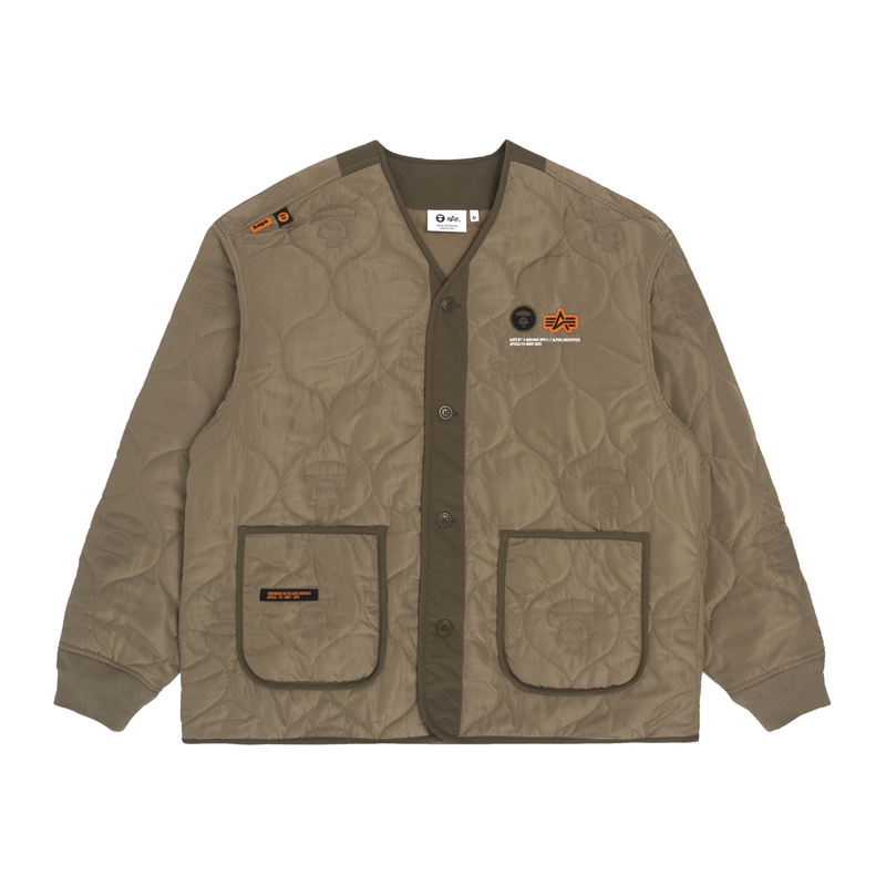 AAPE Alpha FW22 Lightweight Flight Jacket with Print and Patchwork Sleeves Men AAPJKM9618XXJ
