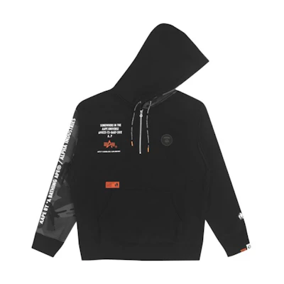 AAPE Alpha Industries Ape Logo Detachable Sleeve Fleece Hoodie - AAPSWM9514XXH-1
