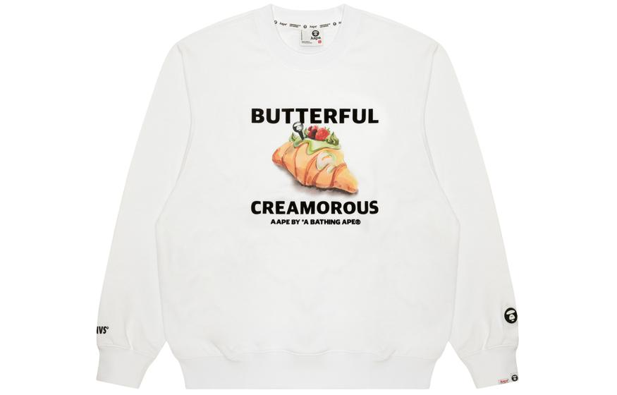 AAPE x B&C Butter and Bread Ape Graphic Crewneck Sweatshirt White Unisex AAPSWM9693XXL