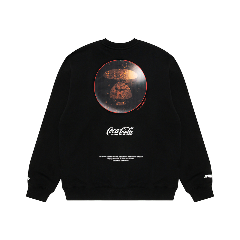 AAPE x Coca-Cola FW22 Black Bubble Logo Print Crewneck Sweatshirt Loose Fit AAPSWM9580XXJ-1