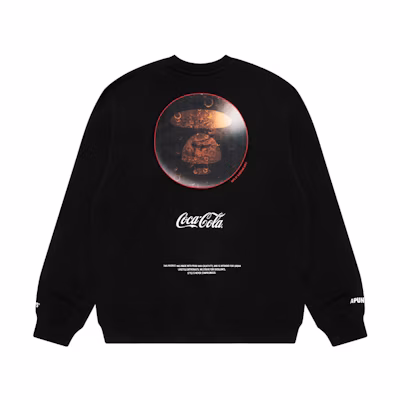 AAPE Coca-Cola FW22 Black Bubble Logo Print Crewneck Sweatshirt Loose Fit AAPSWM9580XXJ-1