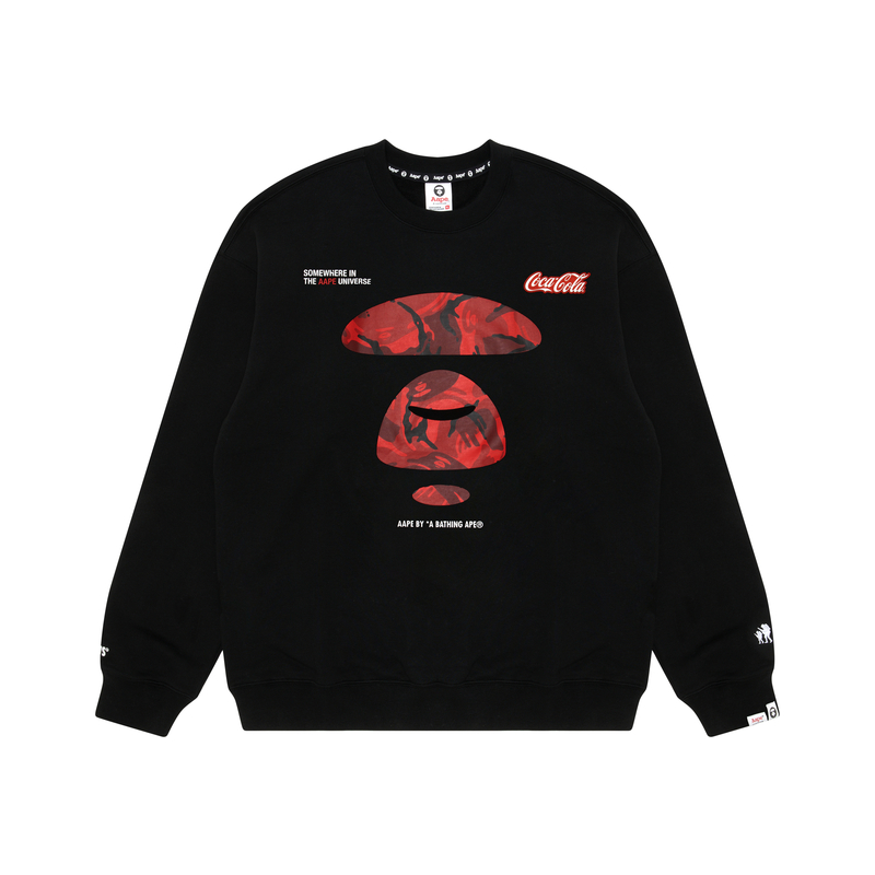 AAPE Coca-Cola FW22 Camo Ape Logo Colorblock Crewneck Sweatshirt () AAPSWM9581XXJ