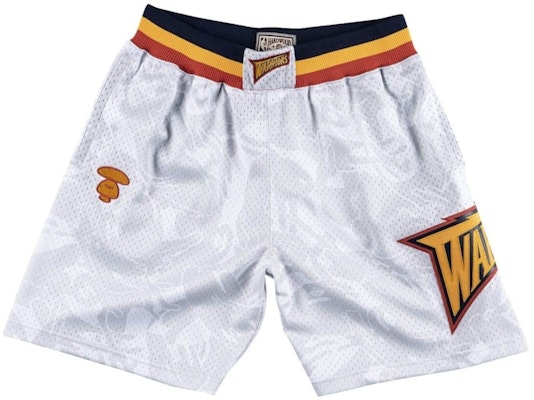 Aape x Mitchell & Ness Golden State Warriors Shorts White Buy Aape x Mitchell & Ness Golden State Warriors Shorts White