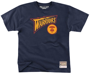 Aape x Mitchell & Ness Golden State Warriors Baju-T Navy Buy Aape x Mitchell & Ness Golden State Warriors Baju-T Navy