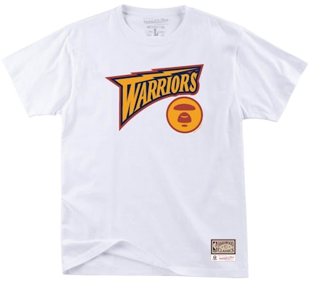 Aape x Mitchell & Ness Golden State Warriors Tee White Buy Aape x Mitchell & Ness Golden State Warriors Tee White
