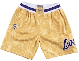 Aape x Mitchell & Ness Los Angeles Lakers Shorts Gold Aape x Mitchell & Ness Los Angeles Lakers Shorts Gold
