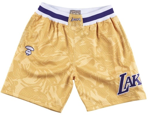 Aape x Mitchell & Ness Los Angeles Lakers Shorts Gold Buy Aape x Mitchell & Ness Los Angeles Lakers Shorts Gold