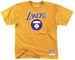 Aape X Mitchell & Ness Los Angeles Lakers Tee Yellow Aape X Mitchell & Ness Los Angeles Lakers Tee Yellow