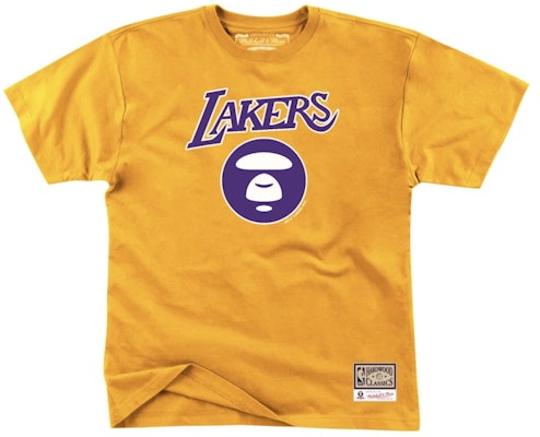 Aape X Mitchell & Ness Los Angeles Lakers Tee Yellow Buy Aape X Mitchell & Ness Los Angeles Lakers Tee Yellow